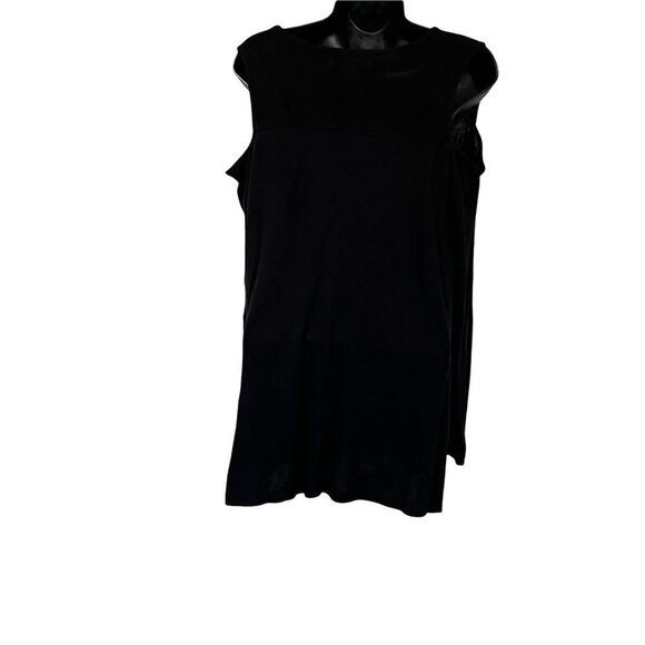 Knit by Hampshire Studio Cold Shoulder Top Black Misses Size Medium - Picture 3 of 4
